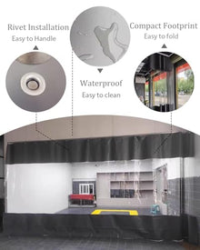 Elitix Waterproof Insulated Curtains for Pergola Screen Porch, Outdoor Vinyl Curtain with Clear Panel and Track, Partition Work Areas Separator(W7xH3m/23x10ft)