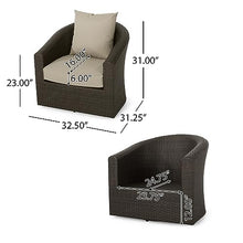 GDFStudio Outdoor Aluminum Framed Swivel Club Chair Set of 4 Mix Khaki