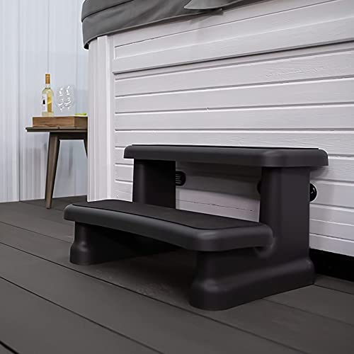 YUEWO Hot Tub Spa Steps with Storage Compartment Slip-Resistant Step for Any Hot Tub Shape and Size, Grey