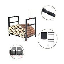 DJVHSRI Firewood Rack Outdoor Indoor Firewood Fireplace Tool Holder Stoveware Indoor Outdoor Fireplace Heavy Duty Metal Wood Holder Fireplace Accessory Black,
