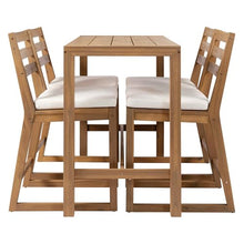 raxatek 5-Pc Rustic Patio Bar Set,52" Acacia Wood Table w/4 Chairs