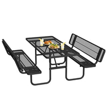 SENPUST 72" Picnic Table with Backrest, Rectangular Metal Picnic Table