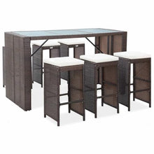 KDVXBCQJH 7-Piece Outdoor PE Rattan Bar Set with 6 Stools & Table, Brown