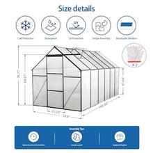 ACQCA 6x12 FT Polycarbonate Greenhouse with Sliding Door and Adjustable Roof Black