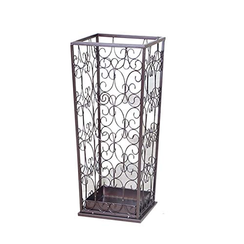 Wrought Iron Umbrella Stand Hotel Lobby Home Rain Gear Storage Rack Long Handle Umbrella Storage Bucket (Color : Brown) (Brown)