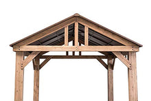 Sunjoy Coen L-GZ1171PWD-B Hudson Cedar Wood Pavilion with Hardtop Gazebo 14'x12' Natural/Brown
