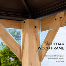 Sunjoy Hardtop Gazebo 11' x 13' Cedar Frame with Brown Steel Roof