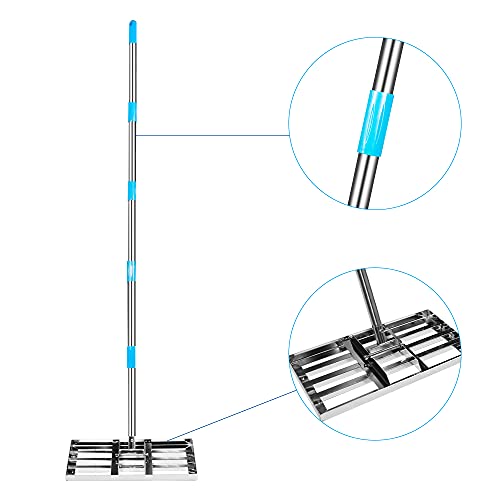 Aikimfuly Lawn Leveling Rake 6.5 FT Stainless Steel Leveling Tool Length Adjustable Long Handle Gardening Hand Tool for Garden Backyard Lawn Farm Golf