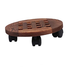 YYBOES Wooden Mobile Torus Flower Pots Base Movable Plant Pots Tray Potted Stand Rack Wheel Flowerpot Tray Flowerpot Wheel Round Tray Wooden Plants Pots Tray Flowerpot Tray Base