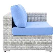 Modway Convene Wicker Rattan Outdoor Patio Left-Arm Loveseat in Light Gray Light Blue
