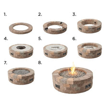 The Outdoor GreatRoom Company DIY Bronson Block Round Gas Fire Pit Kit with Battery Powered Spark Ignition, Propane or Natural Gas, Charcoal Grey Top 4-Piece Set, 51.25-Inch
