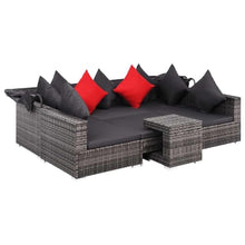 fsahslih 7-Piece Rattan Sofa Set, Modern Outdoor Sectional Furniture with Coffee Table and Canopy, Grey PE Wicker Seating with Cushions for Garden, Patio and Terrace
