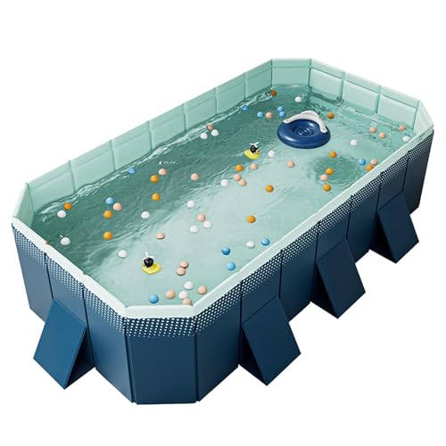 Foldable Non-Inflatable Swimming Pool, Kids' Swimming Pool, Hard Plastic Shell, Rectangular Above Ground Swimming Pool for Adult (1.85m)
