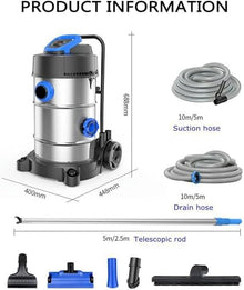 WZUOPG Swimming Pool Automatic Vacuum Cleaner, Swimming Pool Underwater Vacuum Cleaner with Suction Head and Sewage Pipe, Septic Tank Bottom Cleaning Equipment