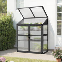 Macrout Cold Frame Greenhouse, Wooden Cabinet with Shelves 1344 (Dark Grey)