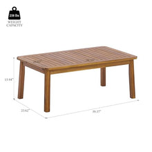 Merax 2-Piece Outdoor Loveseat & Coffee Table Set, Acacia Wood Frame with Weather-Resistant Cushions, Teak Finish Patio Seating for Backyard, Deck & Sunroom