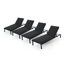 Great Deal Furniture Outdoor Mesh Chaise Lounge Set of 4 Dark Grey + Black