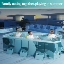 YUEWO Foldable PVC Swimming Pool Hard Plastic Shell Portable Swimming Pool for Adults Blow Up Pool for Family Garden Backyard (Blue, 3m(118in))