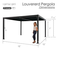 Kozyard Outdoor Louvered Pergola 12' x 12' Sun Shade Aluminum Patio Shelter
