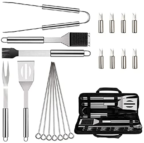 20-Pack BBQ Grill Accessories Tool Set,Flat Top Griddle Accessories Kit, Stainless Steel BBQ Kit with Oxford Cloth Box for Camping/Kitchen, BBQ Utensils