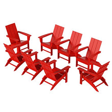 WestinTrends Ashore 8-Piece Modern Poly Folding Adirondack Chair Set Red