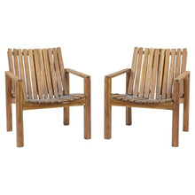 Christopher Knight Home Mabel Outdoor Acacia Wood Lounge Chairs with Arms, Solid Patio Chairs Set of 2 with Slatted Back & Curved Seat, Modern Wooden Outdoor Chairs for Patio Deck Balcony, Teak