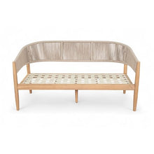 Merax Outdoor Patio Loveseat Sofa with 4 inch Thick Cushion, Bohe Style Acacia Wood Outdoor 2-Seater Sofa Couches for Garden Backyard Poolside, Patio Furniture Sofa for 2, Light-Brown Rope