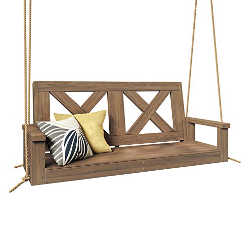 Porchgate Amish Heavy Duty 700 Lb Farmhouse Porch Swing W/Ropes (4 Foot, Warm Walnut Stain)