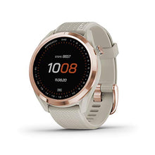 Garmin Approach S42 GPS Golf Smartwatch Rose Gold Ceramic Bezel Tan Silicone Band