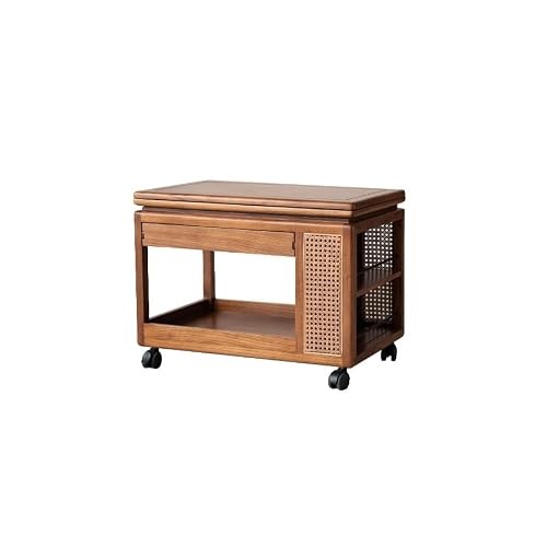 Couch End Table Chinese Style Wooden Sofa Side Table Foldable Living Room Movable Balcony Coffee Table Sofa Side Table Trolley Corner Tables for Living Room