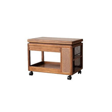 Couch End Table Chinese Style Wooden Sofa Side Table Foldable Living Room Movable Balcony Coffee Table Sofa Side Table Trolley Corner Tables for Living Room