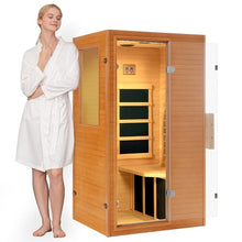 Real Relax Infrared Home Sauna, 1 Person Far Infrared Saunas for Home, Canadian Hemlock Wooden Indoor Sauna Room with LCD Control Panel, Bluetooth Speakers