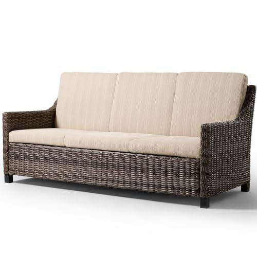 Varmoza 3-Seat Wicker Patio Sofa, Rattan Outdoor Couch with Deep Seating