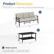 RoyalCraft 3 Seats Outdoor Patio Furniture Set, Outdoor Metal Sectional Furniture with Cushions, Outdoor Conversation Set with Coffee Table for Balcony, Backyard, Garden, Deck, Beige