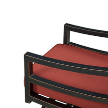 Oakland Living Pair of Black Aluminum Patio Deep Seating Swivel Rocker Club Chairs with Red Cushions