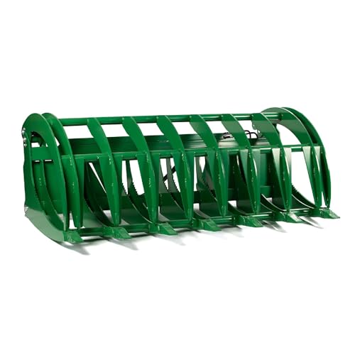Titan Attachments Extreme Root Grapple Rake Attachment, Global Euro Connection, Heavy-Duty Rake Attachment, Twin 3,000 PSI Cylinders, Replaceable Forged Steel Teeth (Rake Length: 84")