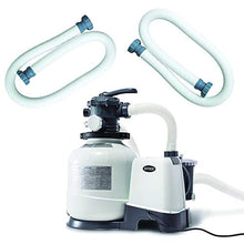 Intex Above Ground Pool Sand Filter Pump Bundled with Replacement Hose, Digital Timer and One Hydro Aeration Technology for Outdoor Use