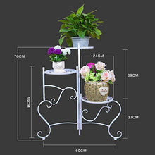 RWGOVLU 3-Level Plant Stand, Folding Flower Pot Holder for Outdoor, Indoor, Wrought-Iron Stand, for 3 Flowerpots for House, Garden, Terrace and Garden,Black