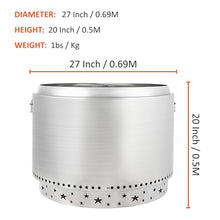 GarveeLife 27 in Smokeless Fire Pit with Air Switch, Wood Burning Portable Stainless Steel Outdoor Firepit with Fixed Stand & Stove Hook, Ash Pan, for Camping Backyard Patio Picnic, H: 20 in, 33 LBS