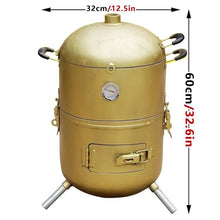 Smoker Kettle Grill 360° All-around Grilling Made of Stainless Steel Equipped with Thermometer and Grill Rack for Deck Patio Backyard Balcony Parties Outdoor BBQ Smokers