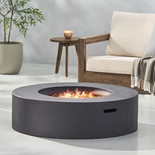 YOPTO Outdoor Lightweight Concrete Circular Propane Fire Pit,Fireplace 50,000 BTU,Providing Light and Warmth,Firepit Patio Heater for Garden Backyard Deck,Rain Cover,Dark Grey
