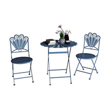 RNQZ 3 Piece Bistro Set with Flower Shape,Dining Set Patio Furniture Set Patio Table and Chairs,Outdoor/Indoor Use,Blue