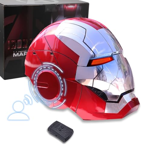 fehfuek Iron-Man Mark 5 Electronic Helmet Silver with Voice Control & LED Eyes