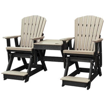 Outdoor Escape Gray Double Glider Balcony Height, 2-Seater with Center Table, HDPE All-Weather Patio Furniture, Durable Build