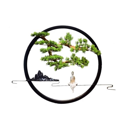YXIANG56Q Fake Plants Chinese-Style Simulated Welcoming Pine Mural Decoration for Living Room Walls and Home Furnishings Bonsai Tree(Large)