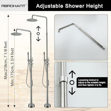 RBROHANT Freestanding Outdoor Shower Nickel, Height Adjustable Outside Showers for Backyard Garden Pool Beach, Outdoor Shower Fixtures with 10” Rain Shower Head and Handheld, Brushed Nickel