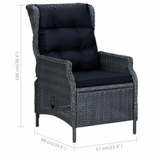HGFDVCMR Outdoor Reclining Garden Chair Dark Grey PE Rattan Patio Seat