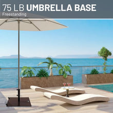 OROTLECT US Weight 75 lb. Free Standing Flat Steel Outdoor Patio Umbrella Base with Wheels in Brown