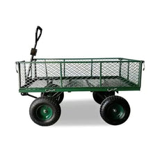 ZGLINMZ Folding Garden Cart with Mesh Panels Durable 4-Wheel Steel Utility Wagon for Yard Work Outdoor Transport Heavy-Duty and Easy to Maneuver