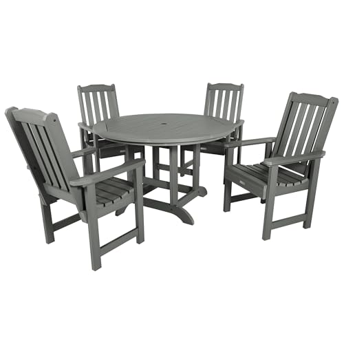 Highwood Lehigh 5-Piece Round Dining Set Coastal Teak